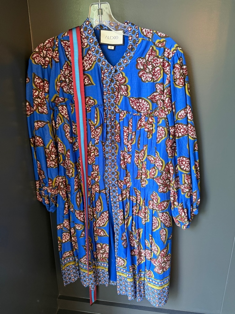 Alexis Blue Floral Long-Sleeve Button-Front Dress